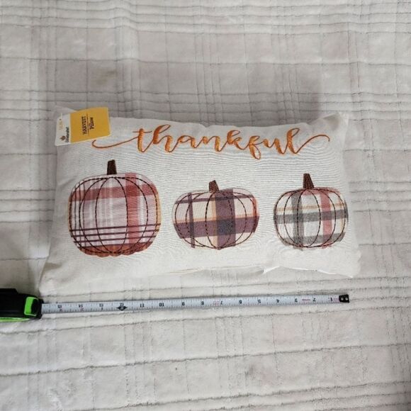 New Thanksgiving Fall Halloween "Thankful" Pumpkins Throw Pillow 9"×16" - Picture 4 of 4